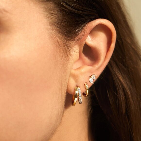 3 Pairs Gold Earrings for Women, Risamil Dainty Small Gold Earring Set 14K Gold - Picture 8 of 8